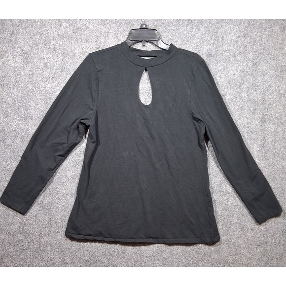 Torrid Keyhole Slash Front Top Womens 2 Plus Black Stretches Long Sleeves - Picture 1 of 7